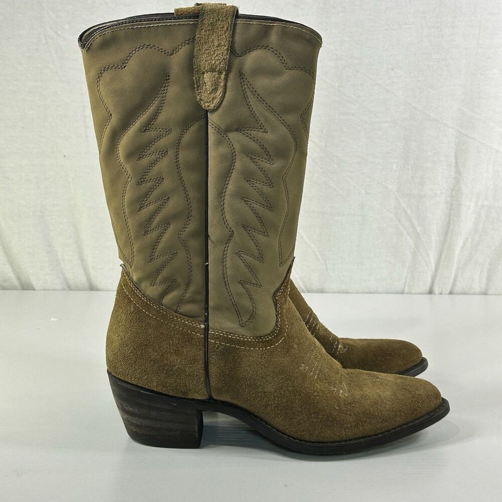 Texas Brand Cowboy Boots Brown tan Suede leather Women’s 7.5 M USA Western